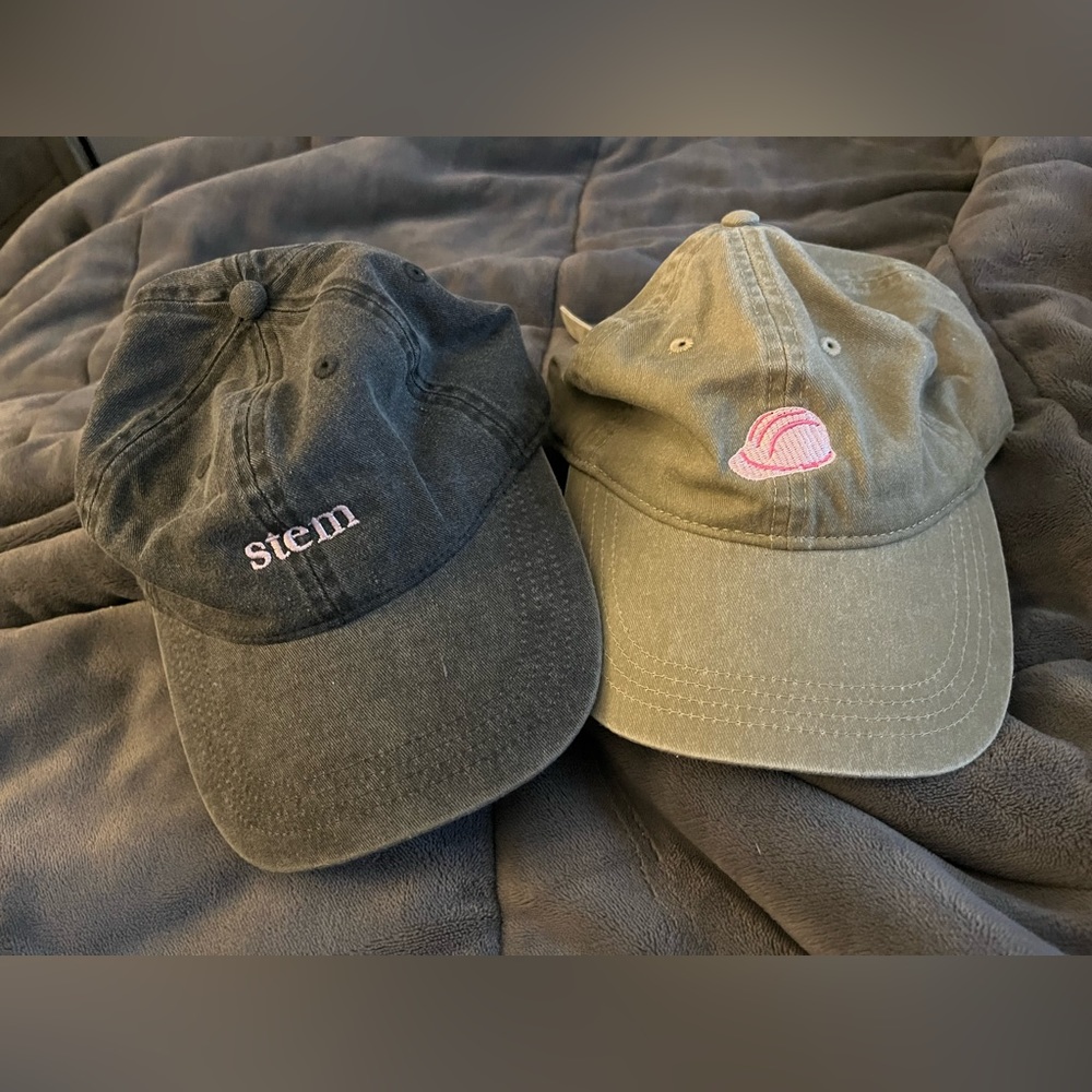 stem and pink hard hats (2 total)